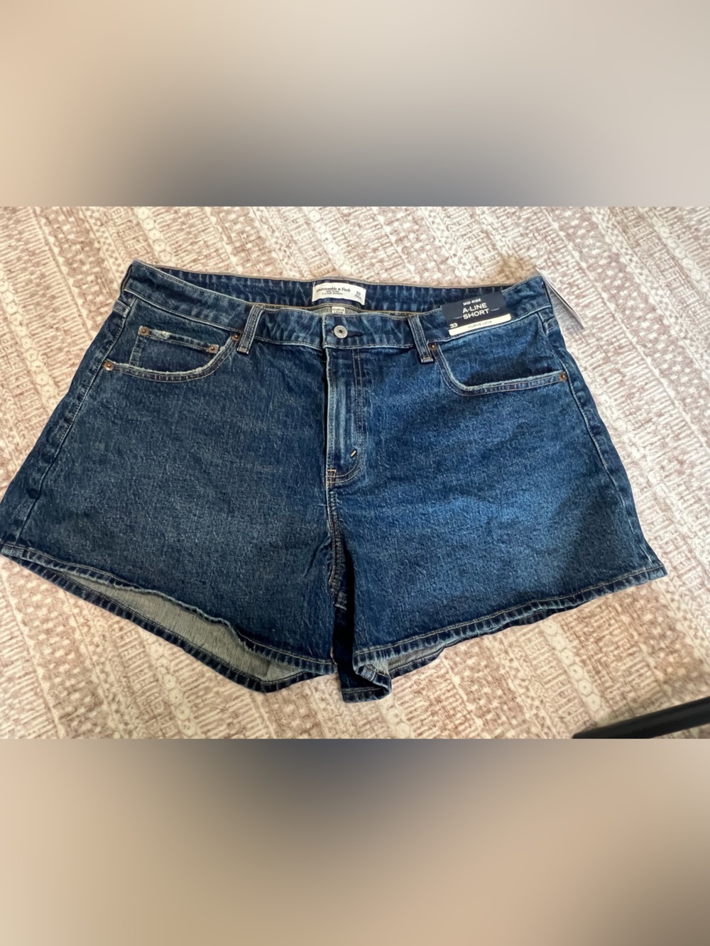 Abercrombie & Fitch Dark Blue Denim Cropped Jeans Shorts